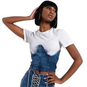 Thrill Jeans Dark Wash Under Corset Denim T-shirt